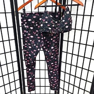 2pc Fabletics Floral Leggings and Bra Set